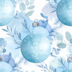 winter blue, icy blue, teal, turquoise, soft blue, pale blue, winter white, sparkle, glitter effect, ornaments, christmas baubles, holiday, winter, evergreen branches, pine needles, eucalyptus leaves, botanical, nature, festive, elegant, whimsical, modern, nursery, baby room, kids room, christmas decor, seasonal, frozen, snowy, decorative balls