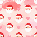 coral pink, red, white, cream, pastel pink, santa, christmas, holiday, festive, cute, whimsical, playful, hearts, love, cheerful, children's, kids room, nursery, baby, seasonal, winter, jolly, santa faces, rosy cheeks, sweet, adorable, soft aesthetic