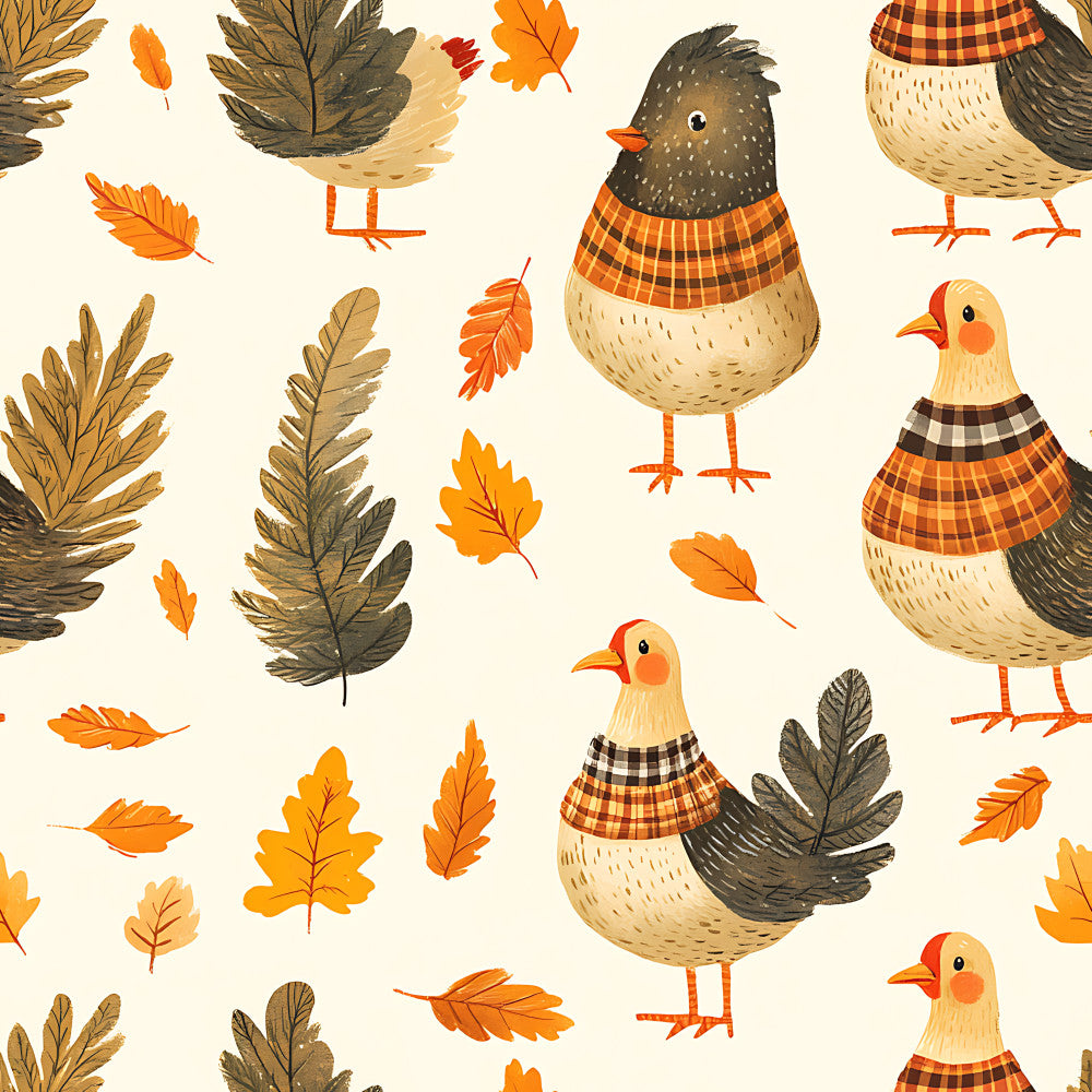 autumn birds, fall leaves, plaid pattern, orange and tan, cream background, checkered design, woodland animals, harvest theme, rustic style, whimsical birds, fall colors, nature inspired, farmhouse aesthetic, tan and black, burnt orange, forest creatures, cozy autumn, seasonal design, feathered friends, leafy motifs, traditional pattern, children's fabric, playroom decor, nursery themed, fall festival, warm tones, patterned birds, decorative leaves, country style, autumn celebration