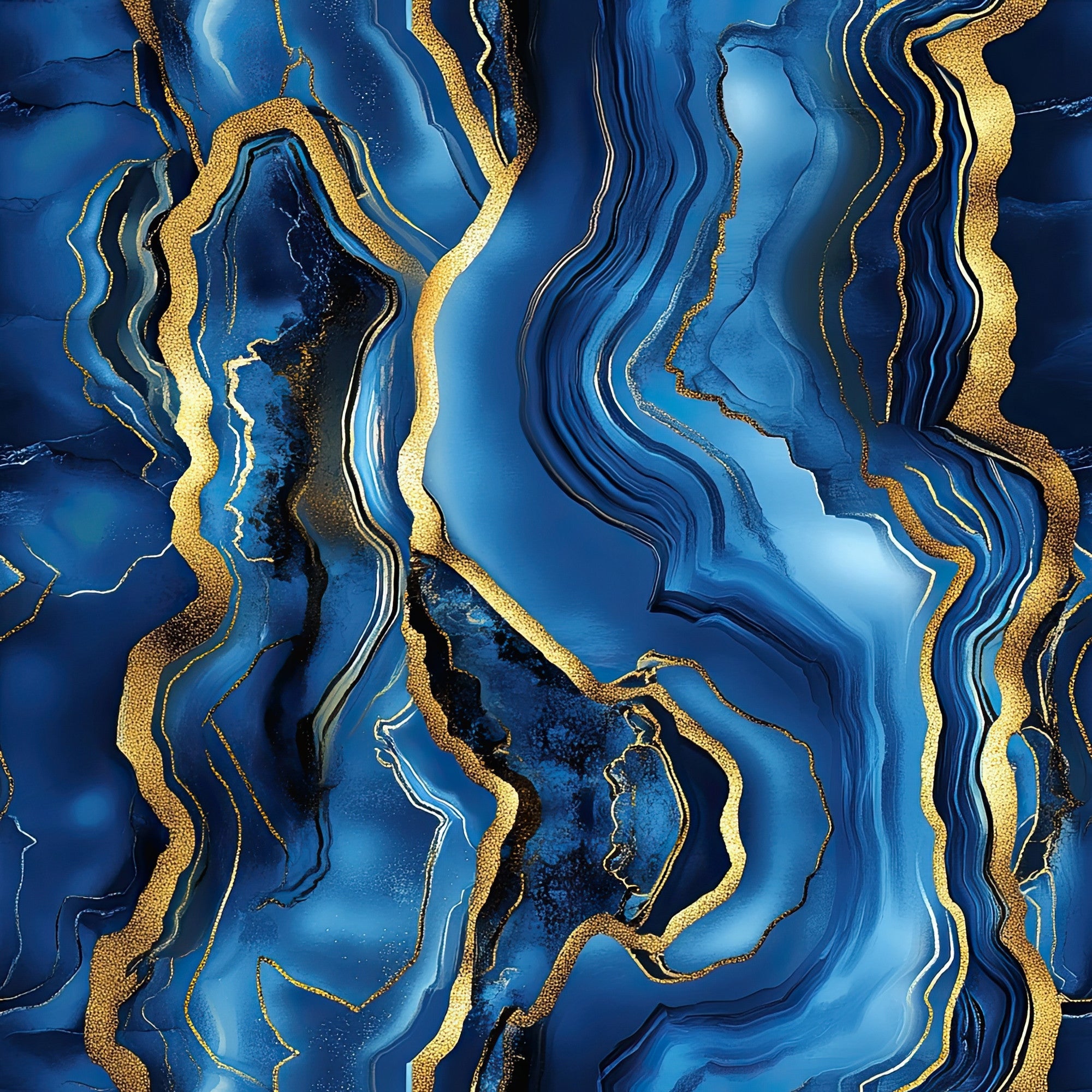 royal blue, gold, navy blue, cobalt blue, agate pattern, marble design, geode inspired, flowing lines, organic swirls, mineral veins, luxurious, elegant, abstract, fluid motion,, fabric panel, natural stone, crystalline, sophisticated, contemporary