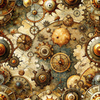 steampunk, vintage maps, gears, clockwork, mechanical wheels, compass roses, antique brass, copper tones, sepia brown, aged parchment, intricate machinery, victorian industrial, old world exploration, nautical compass, timepieces, weathered textures,, fabric panel, adventure theme