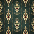 forest green, gold, cream, burgundy red, damask, floral, striped, ornamental, baroque, victorian, elegant, traditional, classic, vintage, ornate, decorative, acanthus leaves, scrollwork, jewel tones, botanical, formal, luxurious, upholstery style, home decor, regal, antique inspired, timeless pattern