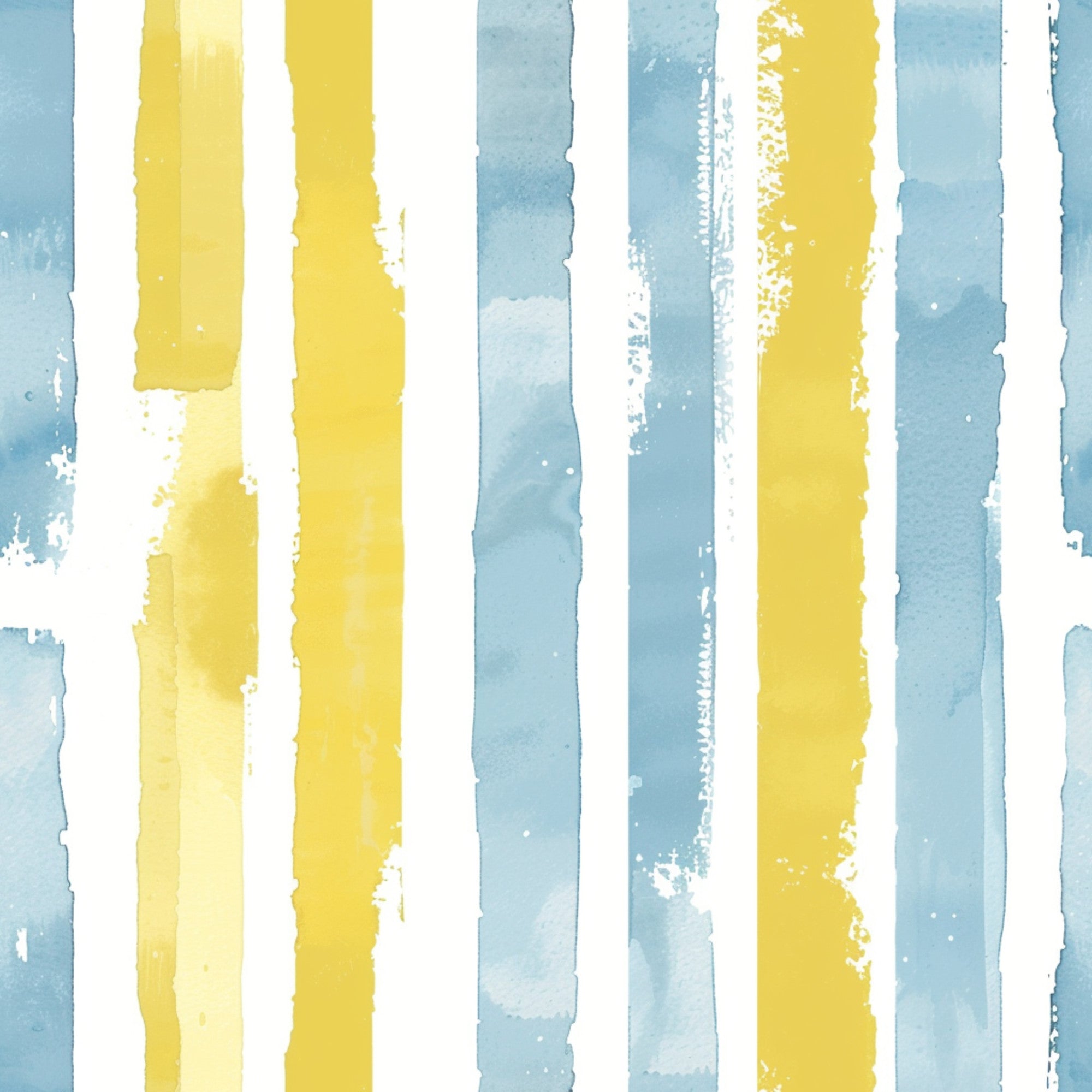 yellow stripes, blue stripes, watercolor brushstrokes, vertical bands, soft pastels, painted texture, alternating colors, distressed edges,, fabric panel, artistic stripes, hand-painted effect, nursery colors, gentle hues, textured brushwork, irregular edges, cotton fabric, quilting material