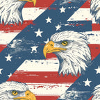 bald eagles, american flag, red white blue, stars stripes, patriotic theme, vintage style, distressed texture,, fabric panel, independence day, fourth of july, weathered look, sketched eagles, golden beaks, green eyes, americana motif, grunge effect, cotton fabric