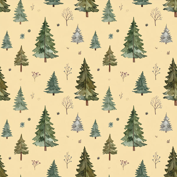 cream, sage green, forest green, olive green, gray, woodland, forest, nature, trees, evergreen, pine trees, winter, christmas, holiday, rustic, cozy, whimsical, bare branches, snowflakes, woodland creatures, cabin, lodge, mountain, seasonal, autumn, natural elements, earthy tones, kids room, nursery, playroom