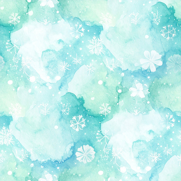 turquoise, aqua, mint green, seafoam, white, icy blue, watercolor, snowflakes, flowers, abstract, winter, frozen, ethereal, whimsical, delicate, dreamy, frosty, sparkly, snow, holiday, christmas, frozen theme, winter wonderland, nursery, baby, children, kids room, playroom, gender neutral, soft