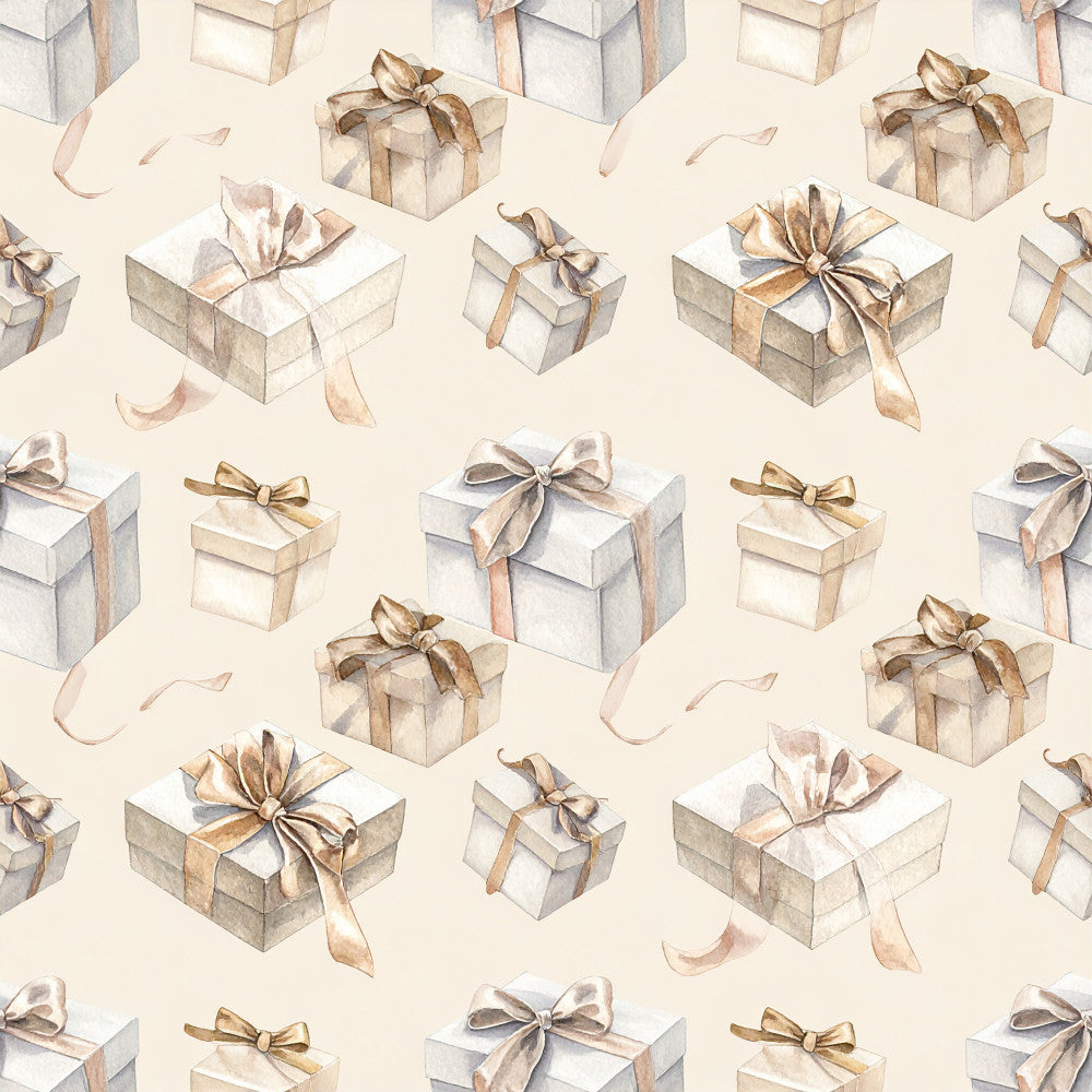 cream, beige, tan, gold, bronze, neutral, gift boxes, presents, bows, ribbons, wrapped presents, holiday, christmas, elegant, sophisticated, neutral aesthetic, minimalist, soft, gentle, gift wrap, present pattern, festive, luxury, premium, gift giving, celebration, special occasion, nursery, baby shower