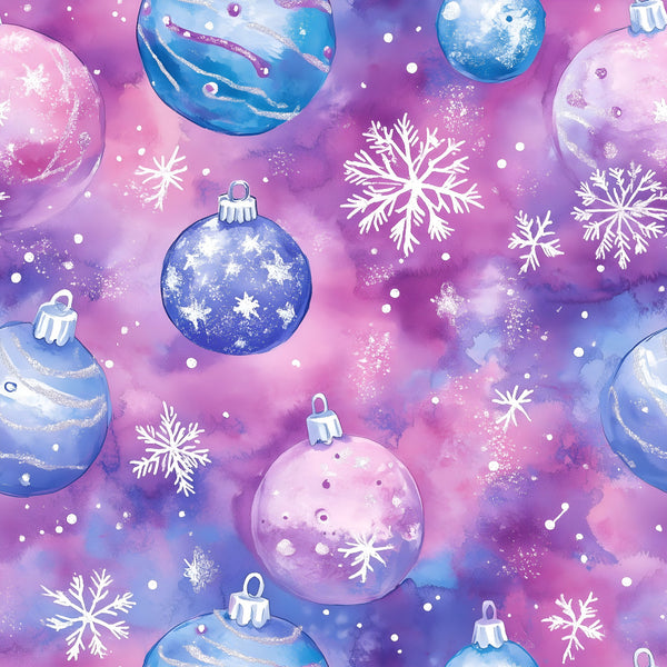 magenta, purple, hot pink, blue, lavender, celestial, snowflakes, ornaments, baubles, winter, christmas, holiday, whimsical, magical, sparkly, glittery, stars, festive, playroom, kids room, nursery, children's, enchanted, dreamy, vibrant, ombre, gradient, decorative balls, metallic accents