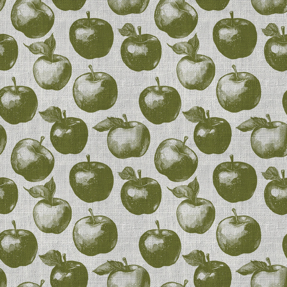 sage green, olive green, light green, cream, white, apple print, fruit pattern, orchard theme, botanical, nature, vintage, rustic, farmhouse, garden, natural, botanical illustration, kitchen theme, food pattern, produce, harvest, autumn, fall, cottage style, traditional, classic, country, whimsical, kids room, playroom, nursery