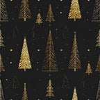 gold, black, dark navy, christmas, holiday, winter, celestial, stars, trees, pine trees, forest, nature, geometric, line art, modern, elegant, sophisticated, festive, seasonal, metallic gold, outlined trees, starry, minimalist, contemporary, luxury, premium, formal, decorative