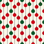 red ornaments, forest green ornaments, christmas baubles, holiday decoration, hanging ornaments, retro christmas, vintage holiday, geometric pattern, striped background, festive, seasonal decoration, christmas, holiday theme, modern retro, mid-century modern, traditional christmas, whimsical holiday, ruby red, deep green, cream background, ornament motif, vertical stripes, repeating pattern, nursery decor, kids room, playroom, festive design, christmas aesthetic