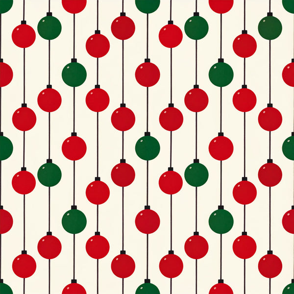 red ornaments, forest green ornaments, christmas baubles, holiday decoration, hanging ornaments, retro christmas, vintage holiday, geometric pattern, striped background, festive, seasonal decoration, christmas, holiday theme, modern retro, mid-century modern, traditional christmas, whimsical holiday, ruby red, deep green, cream background, ornament motif, vertical stripes, repeating pattern, nursery decor, kids room, playroom, festive design, christmas aesthetic