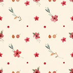 dusty rose, coral pink, burnt orange, sage green, cream, watercolor floral, botanical, nature, vintage, whimsical, elegant, spring, summer, flowers, berries, leaves, delicate, romantic, soft, feminine, garden, cherry blossoms, small florals, scattered pattern, nursery, baby shower, kids room, playroom, nature-inspired