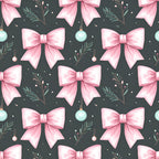 soft pink bows, charcoal gray background, mint green ornaments, holiday festive, christmas theme, elegant bows, winter holiday, decorative ribbons, evergreen branches, tree branches, festive ornaments, sophisticated style, whimsical design, feminine aesthetic, holiday decor, christmas ornaments, pink and gray, mint accents, delicate bows, holiday nursery, baby shower, nursery decor, kids room, playroom, christmas aesthetic, winter wonderland, elegant holiday, romantic style, festive celebration