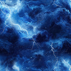 deep blue, navy blue, electric blue, cobalt, lightning bolts, thunderstorm, storm clouds, dramatic sky, electrical discharge, weather pattern, stormy atmosphere, swirling clouds, bright lightning, jagged bolts, tempest, meteorological, storm system,, fabric panel, nature elements