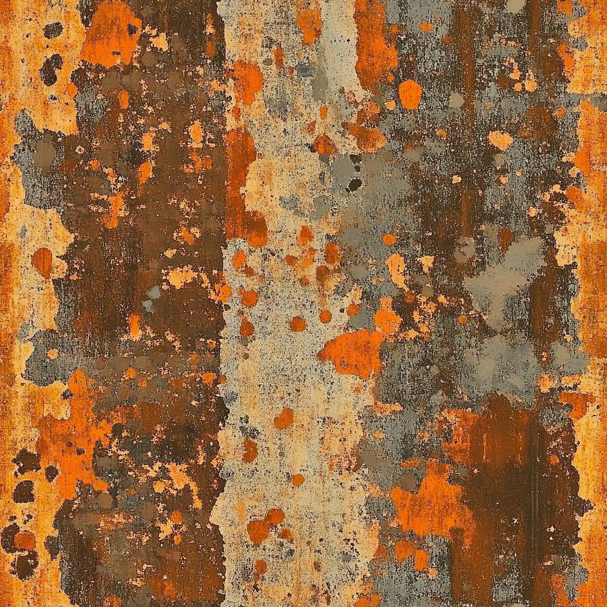 rust orange, burnt sienna, weathered brown, sage green, cream beige, distressed texture, aged patina, weathered surface, abstract pattern, mottled design, oxidized metal, vintage finish,, fabric panel, earthy tones, western style, rustic aesthetic, peeling paint effect, corroded surface, aged copper