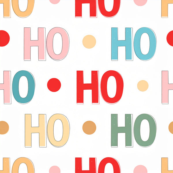 ho ho ho christmas, holiday, red, pink, teal blue, sage green, cream, gold, festive, playful, whimsical, children, kids room, nursery, christmas decor, santa, ho ho ho, repeating pattern, text pattern, polka dots, modern, cheerful, seasonal, winter holiday, baby shower, toddler room