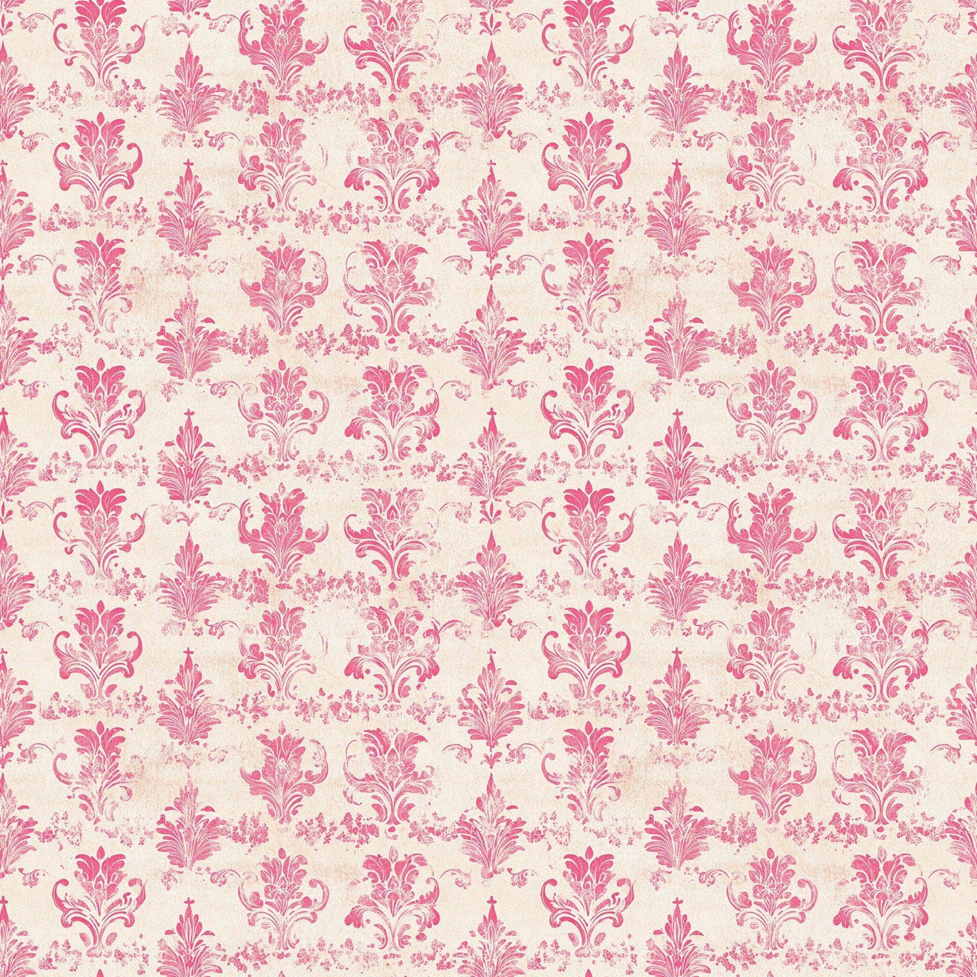 vintage pink, damask pattern, ornate florals, baroque design, cream background, rose pink, decorative motifs, scrollwork, elegant swirls,, fabric panel, romantic style, floral damask, ornamental design, soft pink tones, repeating pattern, intricate details, feminine aesthetic, vintage wallpaper style, decorative flourishes