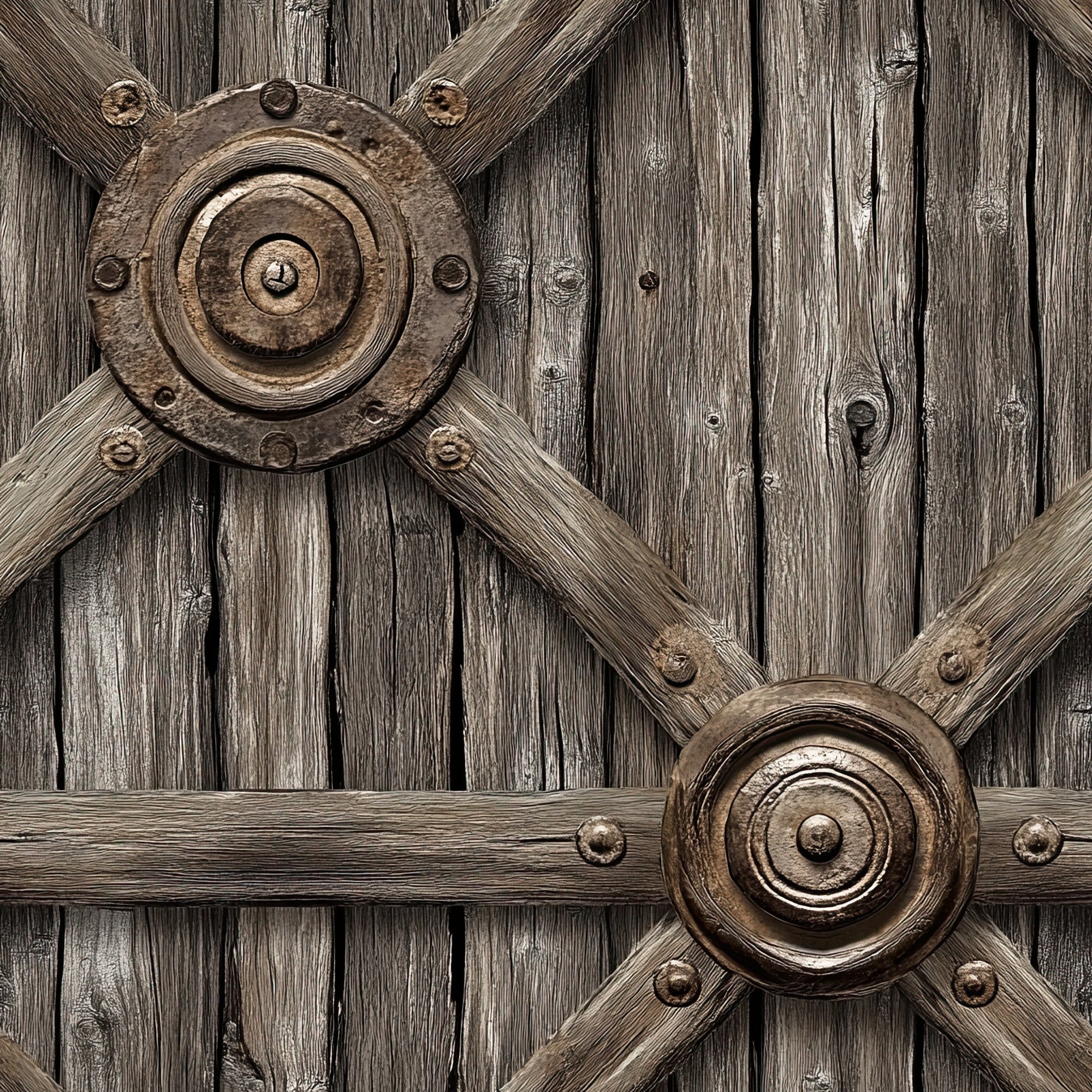 rustic brown, weathered wood, wagon wheels, metal hardware, western theme, frontier style, vintage texture, sepia tones,, fabric panel, cowboy era, pioneer life, antique finish, distressed appearance, rustic charm, old west, wooden planks, iron accents, historical motif