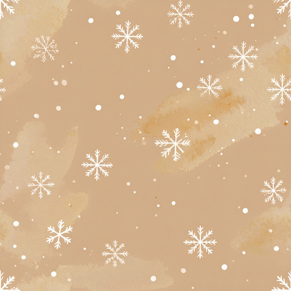 tan, beige, cream, gold, white, snowflake, winter, christmas, holiday, snow, festive, elegant, whimsical, watercolor, rustic, neutral, geometric, falling snow, december, seasonal, cozy, warm, traditional, sophisticated, gift, baby shower, nursery, kids room