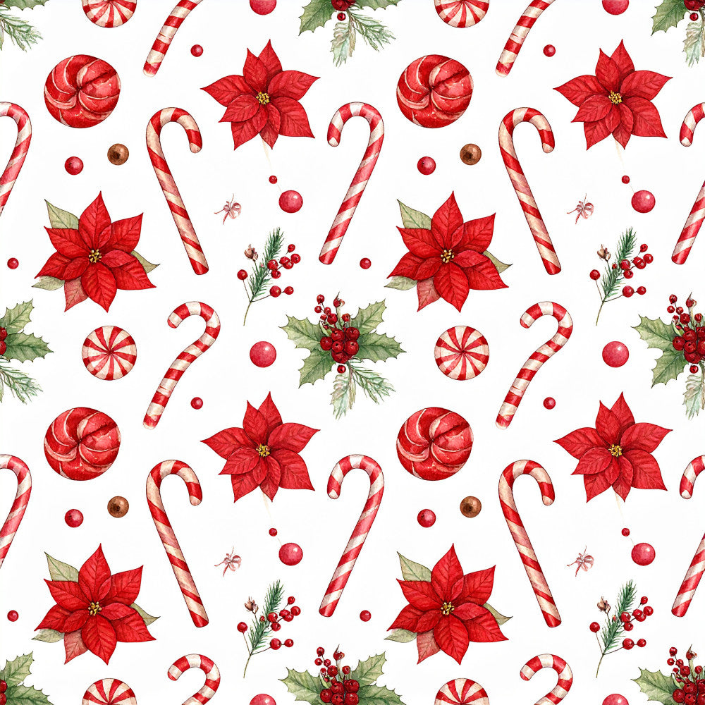 christmas, holiday, red and white, candy cane, poinsettia, peppermint, festive, winter, traditional, whimsical, holly, berries, evergreen, ornaments, candy, striped, red, cream white, seasonal, celebration, decorative, joyful, classic, vintage holiday, sprigs, balls, pinecone, elegant, cheerful