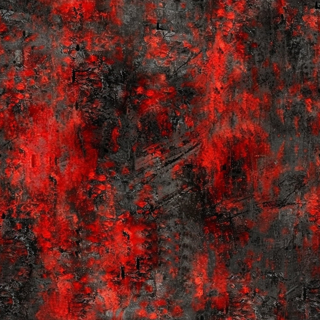 red, black, grunge, distressed, abstract, textured, mottled, weathered, industrial, gritty,, fabric panel, dark, moody, splattered, worn, urban, edgy, painterly, artistic