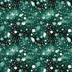 dark green, forest green, teal, white, gold, cream, confetti pattern, scattered dots, circles, abstract design, geometric shapes, modern pattern, festive, celebratory,, fabric panel, contemporary style, speckled design, party theme, dotted pattern