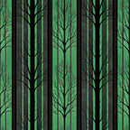 forest, trees, silhouettes, green, black, gray, stripes, vertical stripes, woodland, nature scene, bare branches, leafless trees,, fabric panel, mysterious mood, dark atmosphere, tree trunks, forest silhouette, emerald green, charcoal black