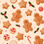 gingerbread, christmas, holiday, festive, cookies, candy canes, peppermint, holly berries, winter, cream, tan, brown, red, forest green, whimsical, playful, cheerful, cute, traditional, nostalgic, dessert, baking, gingerbread men, star cookies, lollipops, kids room, nursery, children's, playroom, seasonal