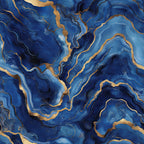 royal blue, navy blue, gold, bronze, copper, agate pattern, geode design, marble veining, fluid swirls, organic curves, mineral formation, luxurious texture, flowing lines, crystalline structure,, fabric panel, geological inspired, abstract design, metallic accents, natural stone effect
