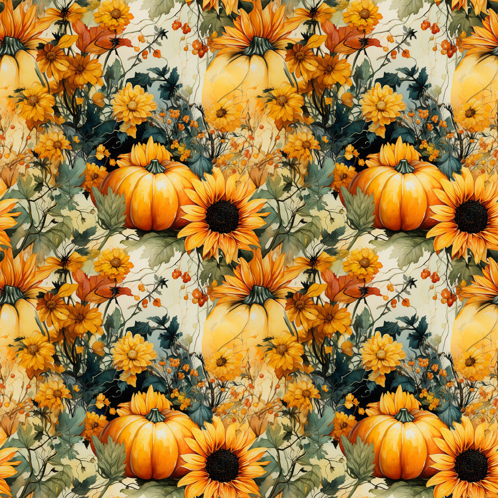 autumn floral, sunflower, pumpkin, golden yellow, burnt orange, sage green, cream, fall harvest, seasonal, nature, botanical, farmhouse, rustic, traditional, thanksgiving, halloween, cottage core, vintage inspired, daisy, foliage, leaves, berries, warm tones, earthy, garden, seasonal decor, fall aesthetic, harvest theme