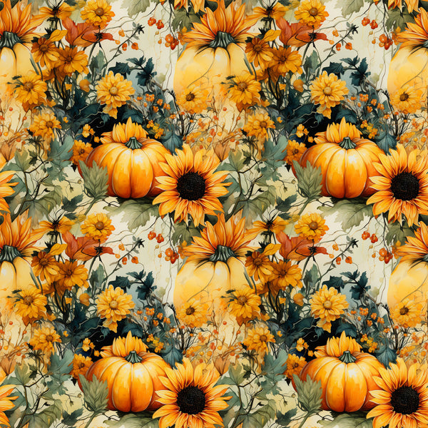 autumn floral, sunflower, pumpkin, golden yellow, burnt orange, sage green, cream, fall harvest, seasonal, nature, botanical, farmhouse, rustic, traditional, thanksgiving, halloween, cottage core, vintage inspired, daisy, foliage, leaves, berries, warm tones, earthy, garden, seasonal decor, fall aesthetic, harvest theme