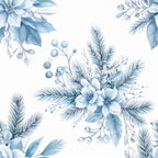 ice blue, powder blue, slate blue, winter white, soft blue, floral, botanical, evergreen, pine branches, berries, flowers, nature, winter, christmas, holiday, elegant, delicate, watercolor, romantic, vintage, natural, peaceful, nursery, baby room, gender neutral, soft aesthetic, trailing vines, decorative foliage