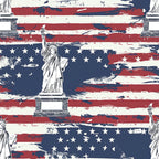 red, white, blue, navy blue, distressed stripes, weathered flag, statue of liberty, patriotic, stars, american flag, vintage style, rustic, grunge texture, independence day, fourth of july,, fabric panel, brushstroke effect, faded appearance, liberty torch