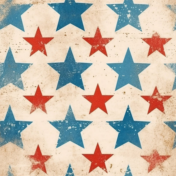 red stars, blue stars, cream background, patriotic pattern, distressed texture, vintage worn, weathered look, americana theme, star motif,, fabric panel, rustic finish, faded appearance, repeating pattern, fourth of july, memorial day, independence day, grunge texture, aged effect