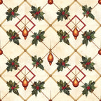 cream, forest green, deep red, burgundy, gold, vintage, christmas, holly, holiday, geometric, diamond pattern, ornaments, traditional, elegant, festive, seasonal, home decor, red berries, evergreen leaves, teardrop ornaments, classic, timeless, winter, december, decorative, sophisticated, botanical, hanging ornaments