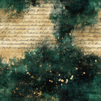 forest green, teal, deep teal, dark green, gold, bronze, vintage gold, cream, distressed, grunge, vintage, antique, elegant, romantic, shabby chic, watercolor, abstract, celestial, starry, speckled, worn, aged, rustic, literary, script, cursive text, nostalgic, timeless, classic, heritage