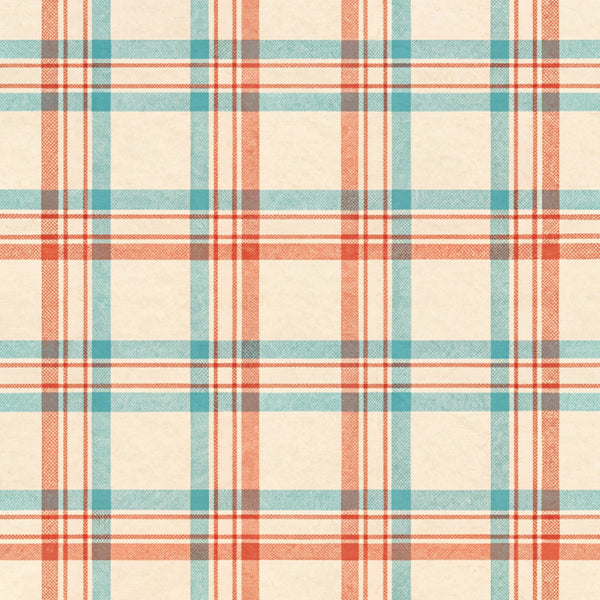 coral pink, teal, cream, rust red, plaid, tartan, gingham, checkered, geometric, traditional, farmhouse, vintage, rustic, country, cottage, checkered plaid, woven pattern, classic plaid, warm tones, cool tones, neutral, timeless, heritage, classic design, kitchen, home decor, cabin style, country cottage, retro, nostalgic