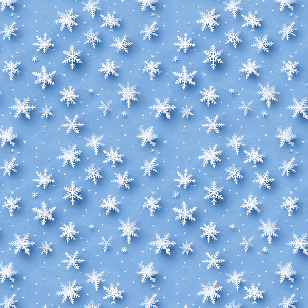 sky blue, white, winter, snowflakes, frozen, holiday, christmas, snow, cold weather, frosty, icy, december, seasonal, festive, children, kids, baby, nursery, whimsical, magical, wonder, enchanted, delicate, intricate, repeat pattern, dimensional, 3d effect, cool tones, light blue, powder blue
