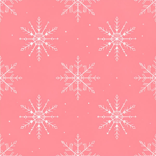 coral pink, white, snowflake, winter, geometric, modern, holiday, christmas, elegant, minimal, sparkle, snow, festive, delicate, linework, outlined design, whimsical, seasonal, frost, crystalline, nursery, kids room, baby shower gift, contemporary, decorative, intricate pattern, diamond shapes, symmetrical