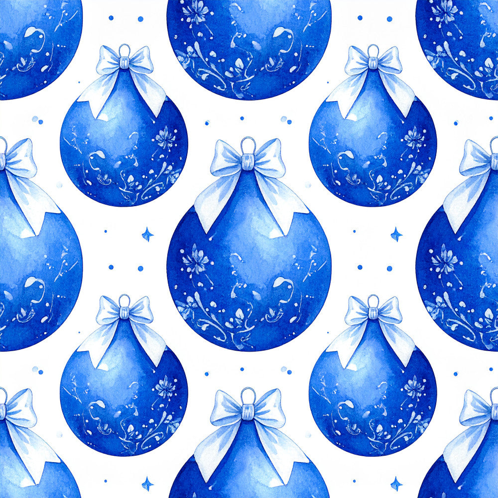 royal blue, cobalt blue, powder blue, light blue, white, christmas ornaments, holiday, festive, bows, ribbons, floral, botanical, stars, sparkles, elegant, whimsical, winter, celestial, decorative, traditional, luxury, shiny, metallic accents, nursery, baby, children's, kids room, playroom, gift, winter holiday