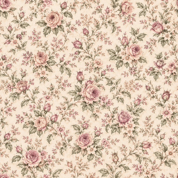 dusty rose, mauve, sage green, cream, vintage pink, floral, roses, botanical, garden, nature, traditional, elegant, romantic, vintage, shabby chic, cottage core, english garden, spring, summer, delicate flowers, buds, leaves, foliage, classic, timeless, feminine, gentle, soft florals