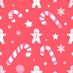 coral pink, white, candy cane, gingerbread man, snowflake, star, festive, christmas, holiday, winter, whimsical, playful, cheerful, sweet, cute, kids, children, nursery, playroom, baby shower, peppermint striped, gingerbread cookie, jolly, merry, seasonal, festive decorations, candy theme