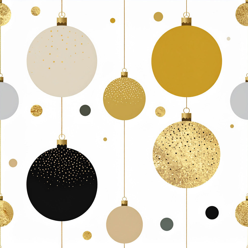 gold ornaments, cream baubles, black glitter, mustard yellow, sage green, charcoal gray, metallic accents, polka dots, sparkle pattern, christmas, holiday, festive, elegant, modern, sophisticated, luxury, celebration, decorative balls, hanging ornaments, winter, seasonal, nursery, kids room, baby shower, formal, glamorous, minimalist, contemporary