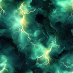 emerald green, forest green, lime green, yellow green, lightning bolts, thunderstorm, electric patterns, dramatic clouds, swirling storm clouds,, fabric panel, stormy atmosphere, nature elements, energy patterns, bright lightning, dark storm clouds, electric green, weather themed, striking bolts, atmospheric design