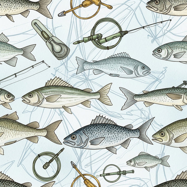 fishing, fish, nautical, vintage, fishing poles, fishing reels, compasses, fishing lures, outdoors, adventure, nature, male, boys, khaki, tan, cream, sage green, gray, blue, muted tones, earthy tones, traditional, rustic, sportsman, wildlife, water themed, hunting and fishing, cabin decor, lodge style, retro