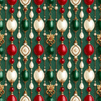 emerald green, cream white, ruby red, gold, pearl beads, ornament, pendant, hanging garland, christmas, holiday, vintage, elegant, luxurious, traditional, formal, beaded jewelry, festive, seasonal, decorative chains, floral accents, baroque, ornate, sophisticated, timeless, classic, winter, celebration, heirloom, embellished, jeweled