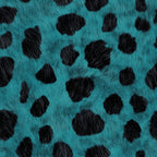 turquoise, teal, black, leopard print, animal print, spots, fur texture, wild pattern,, fabric panel, exotic, vibrant colors, irregular spots, feline pattern, bold colors, contemporary, modern print, fashion fabric, apparel fabric, craft fabric