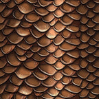 brown, copper, bronze, reptile scales, snake skin pattern, overlapping scales, textured surface, dimensional effect, western theme, rustic, leather-like appearance,, fabric panel, earthy tones, natural pattern, reptilian texture, overlapping design, bronze metallic, western motif, scales pattern