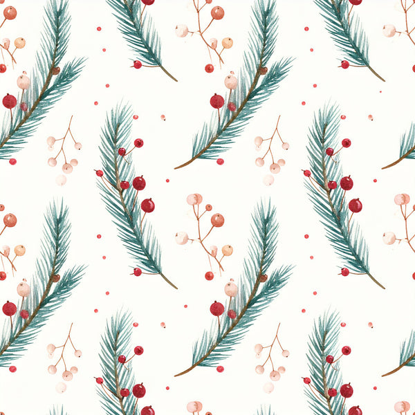forest green, deep red, burgundy, dusty rose, blush pink, cream, evergreen branches, pine needles, berries, winter botanicals, holiday, christmas, nature, botanical, festive, elegant, rustic, traditional, winter, seasonal, nursery, kids room, baby, nature-themed, peaceful, natural, woodland, festive decor
